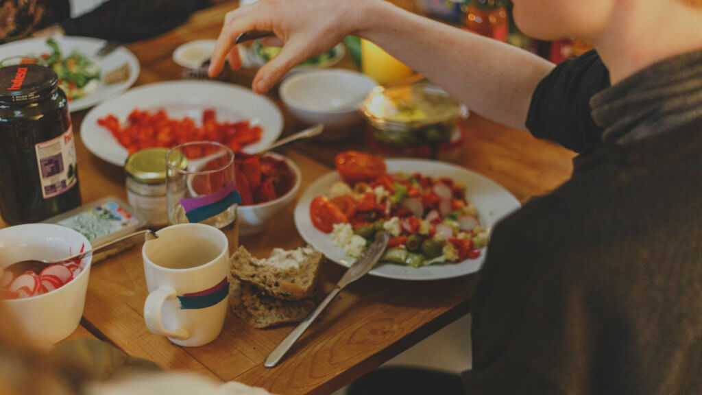 Eating a healthy dinner