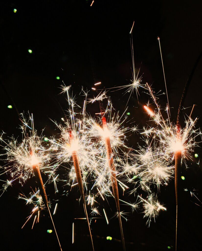 Sparklers against a black background
