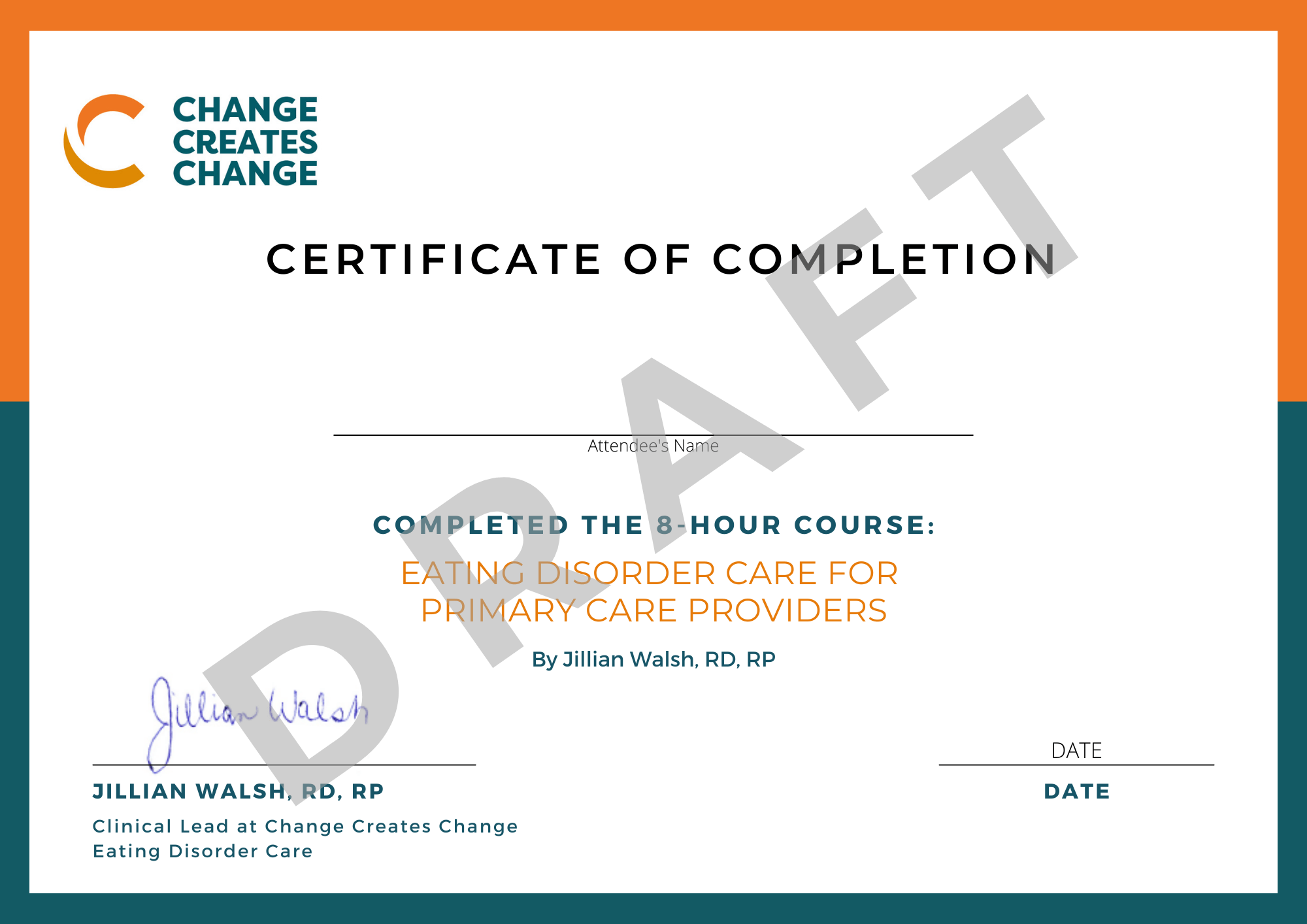 Filled Out Certificate of Completion