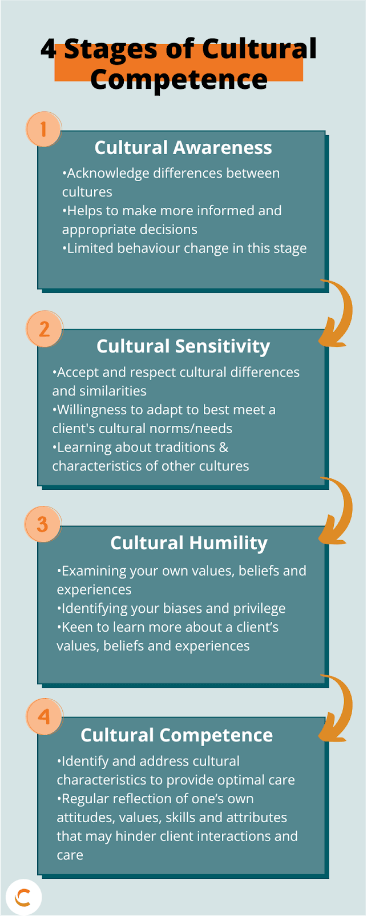 Summary of the four stages of cultural competence